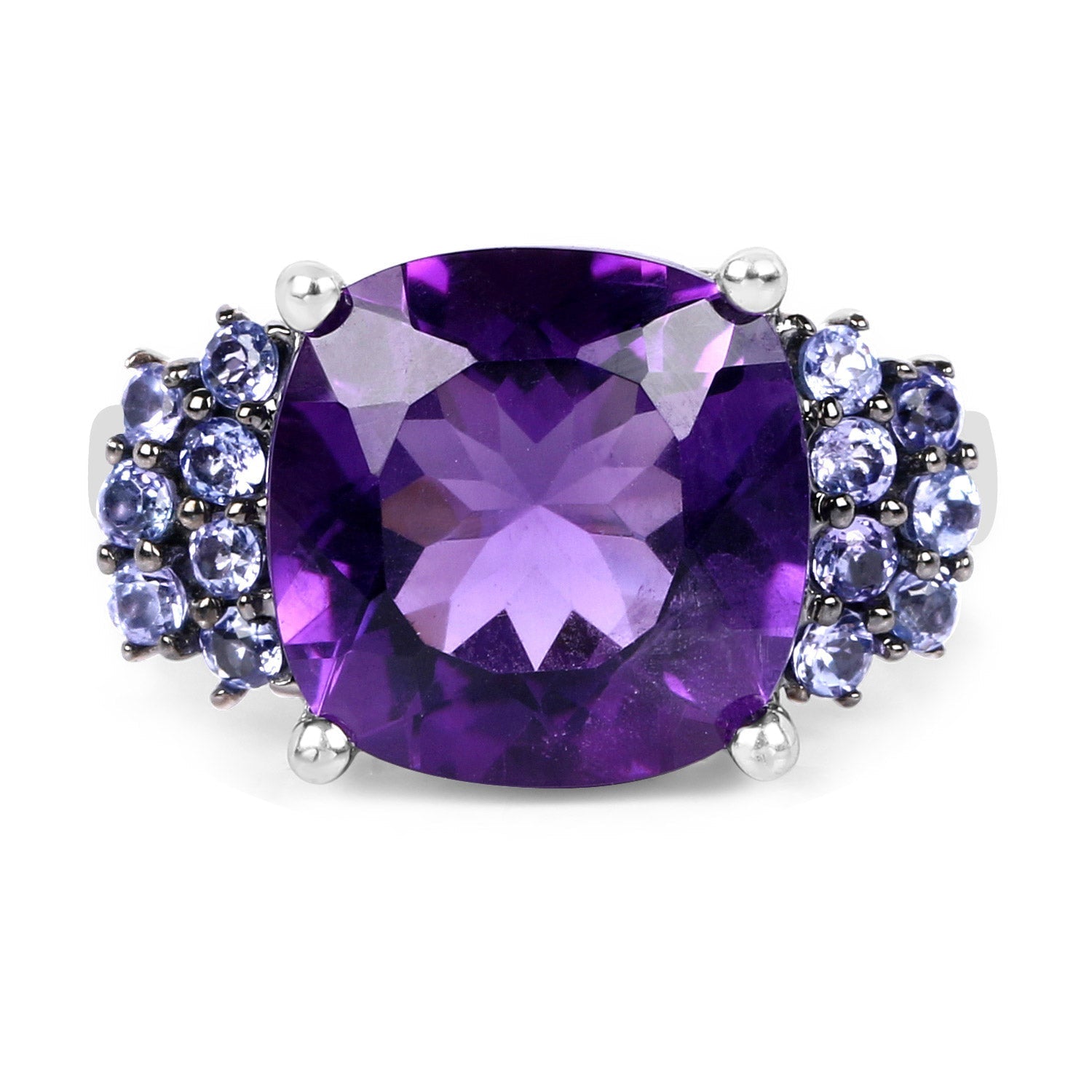 6.34 Carat Genuine Amethyst and Tanzanite .925 Sterling Silver Ring Bids.com