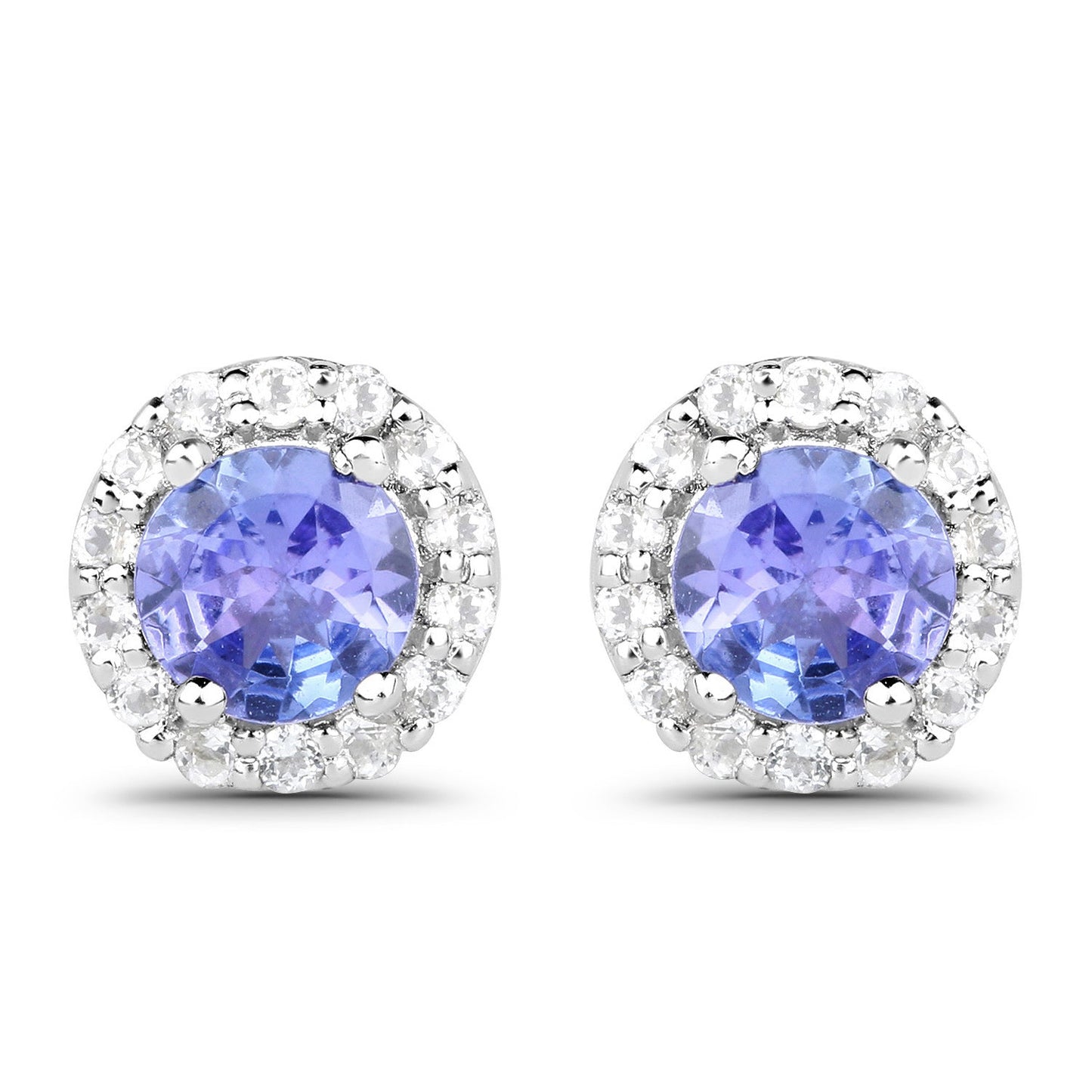 3.77 Carat Genuine Tanzanite and White Topaz .925 Sterling Silver 3 Piece Jewelry Set (Ring, Earrings, and Pendant w/ Chain) Bids.com