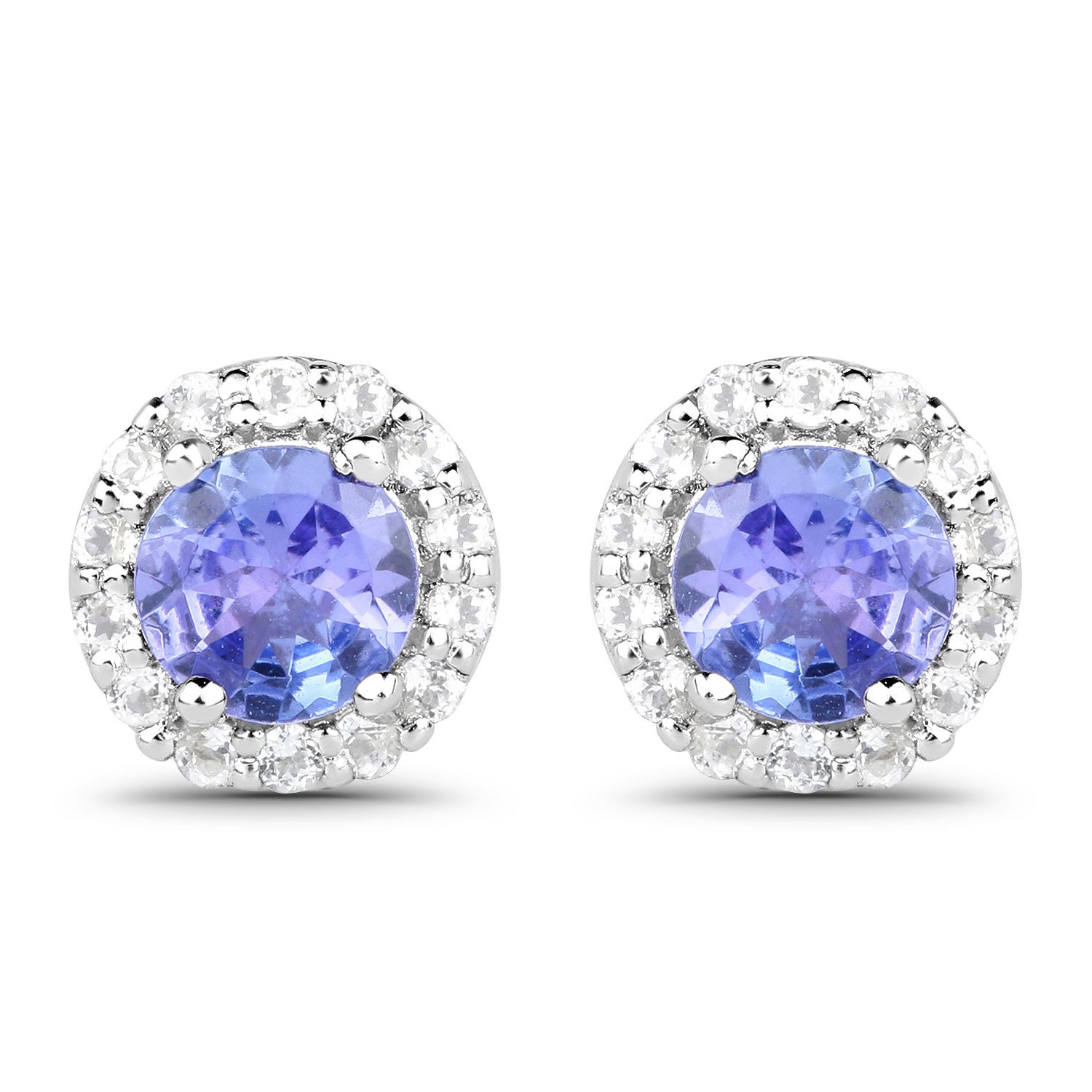 3.77 Carat Genuine Tanzanite and White Topaz .925 Sterling Silver 3 Piece Jewelry Set (Ring, Earrings, and Pendant w/ Chain) Bids.com