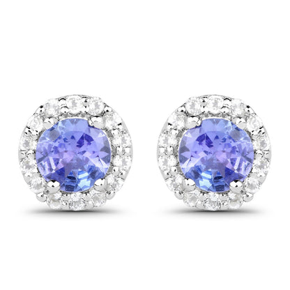 3.77 Carat Genuine Tanzanite and White Topaz .925 Sterling Silver 3 Piece Jewelry Set (Ring, Earrings, and Pendant w/ Chain) Bids.com