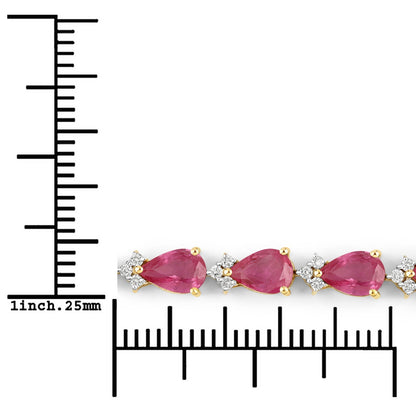 9.33 Carat Genuine Ruby and White Diamond 14K Yellow Gold Bracelet Bids.com