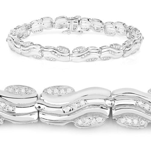 0.84 Carat Genuine White Diamond .925 Sterling Silver Bracelet Bids.com