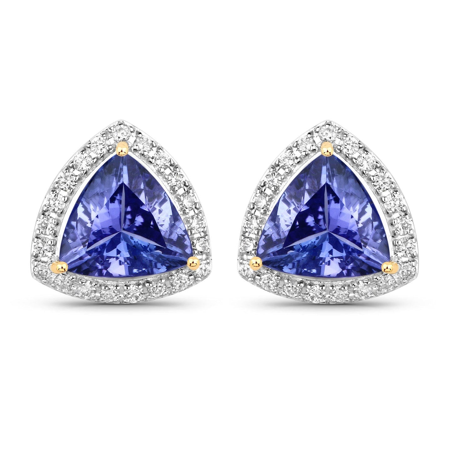 3.82 Carat Genuine Tanzanite and White Diamond 14K Yellow Gold Earrings Bids.com