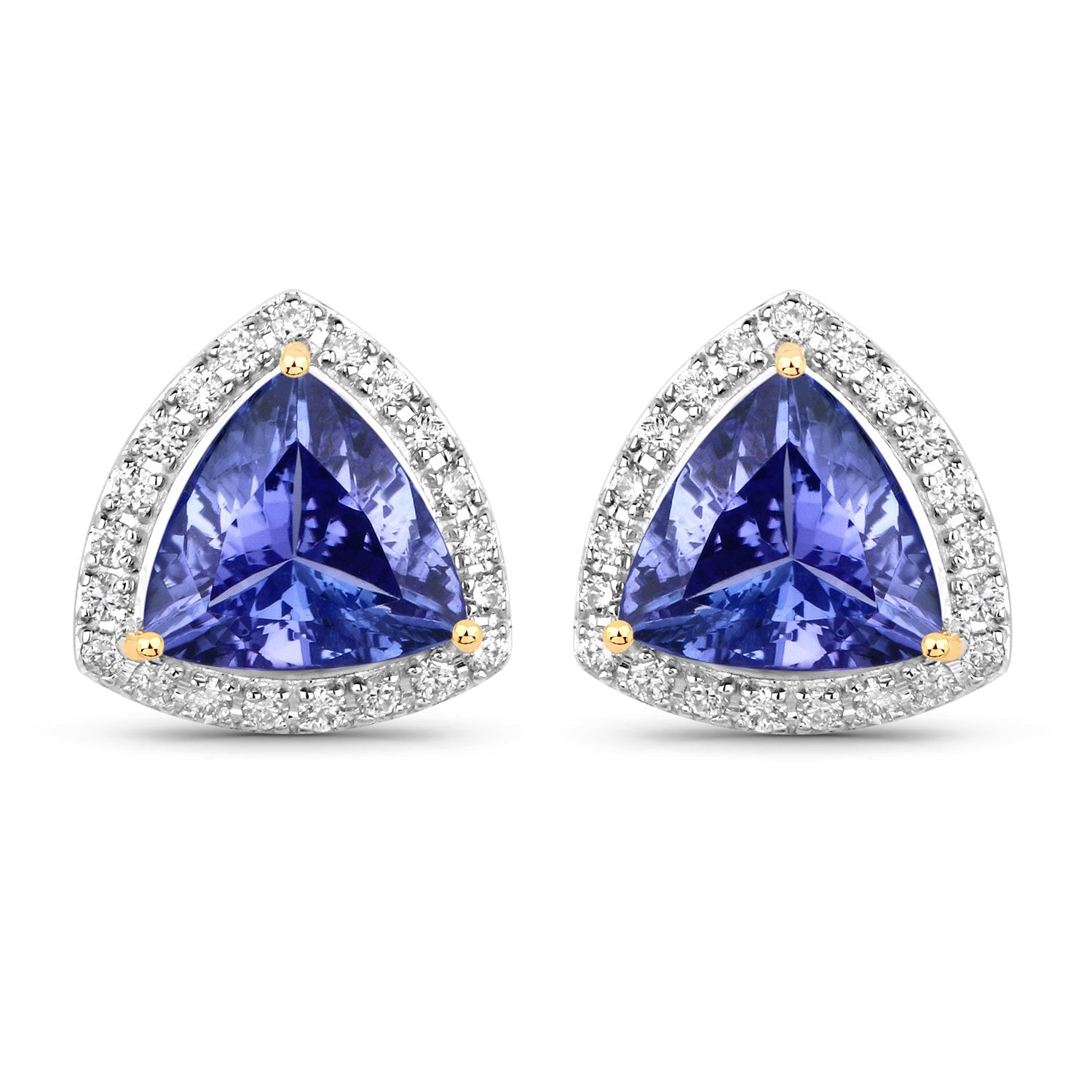 3.82 Carat Genuine Tanzanite and White Diamond 14K Yellow Gold Earrings Bids.com