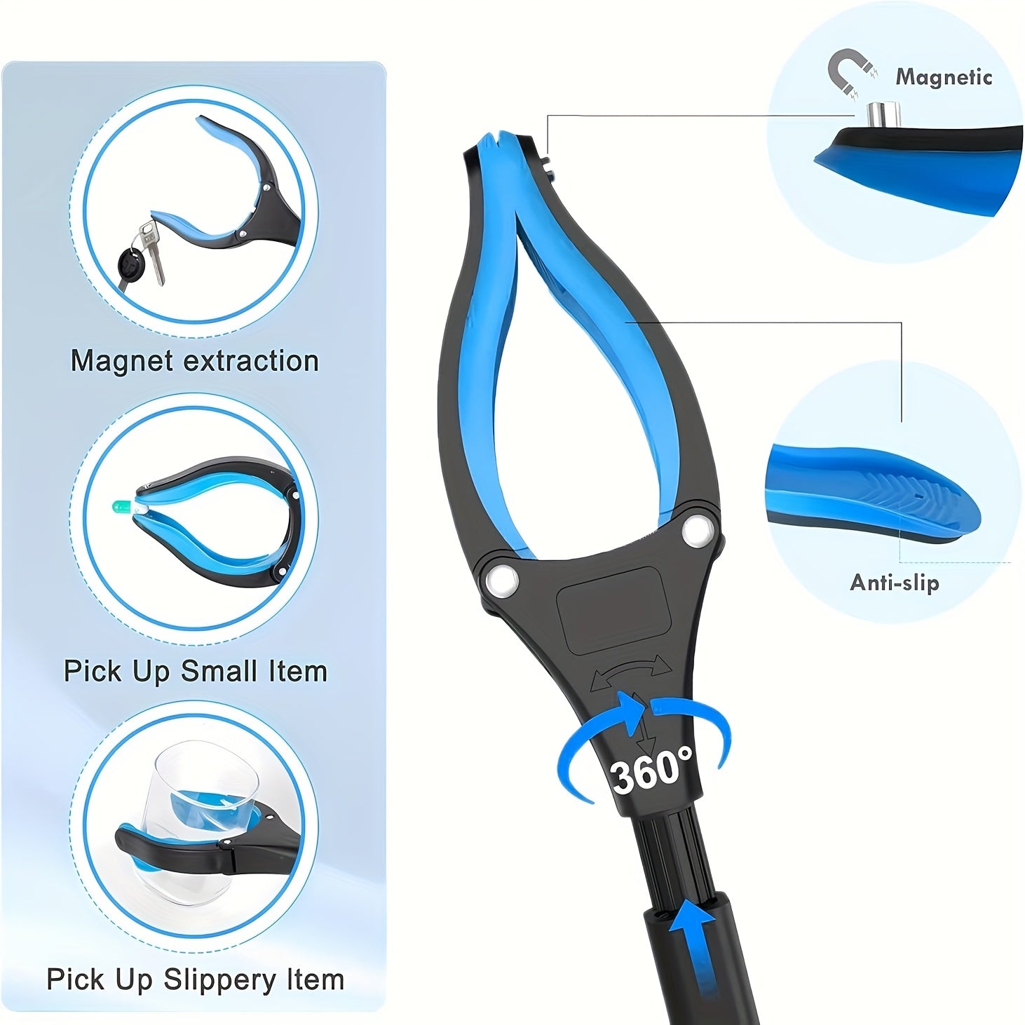 Heavy-Duty Steel Folding Trash Picker – 32" with Magnet & Anti-Slip Handle DailySale