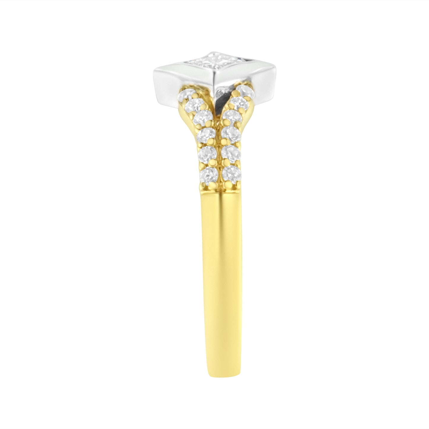 10K Two Tone Color 1/2 Cttw Diamond Kite and Split Shank Ring (H-I Color,SI2-I1 Clarity) Bids.com