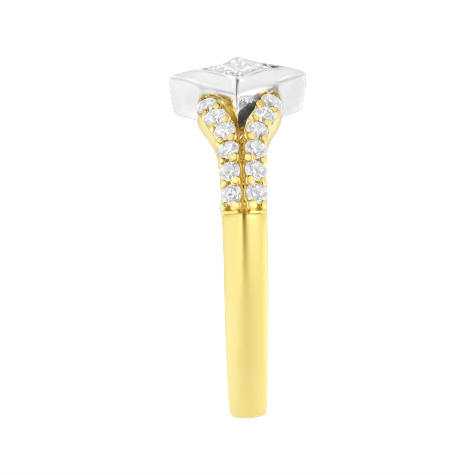 10K Two Tone Color 1/2 Cttw Diamond Kite and Split Shank Ring (H-I Color,SI2-I1 Clarity) Bids.com