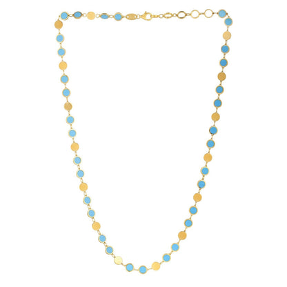 14k Yellow Gold Turquoise Geometric Mirror Gem Chain Necklace (5.00 mm) Bids.com