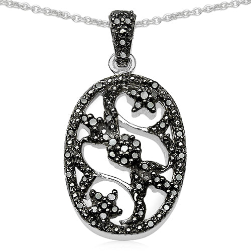 0.28 Carat Genuine Black Diamond .925 Sterling Silver Pandent Bids.com