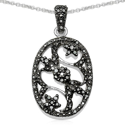 0.28 Carat Genuine Black Diamond .925 Sterling Silver Pandent Bids.com