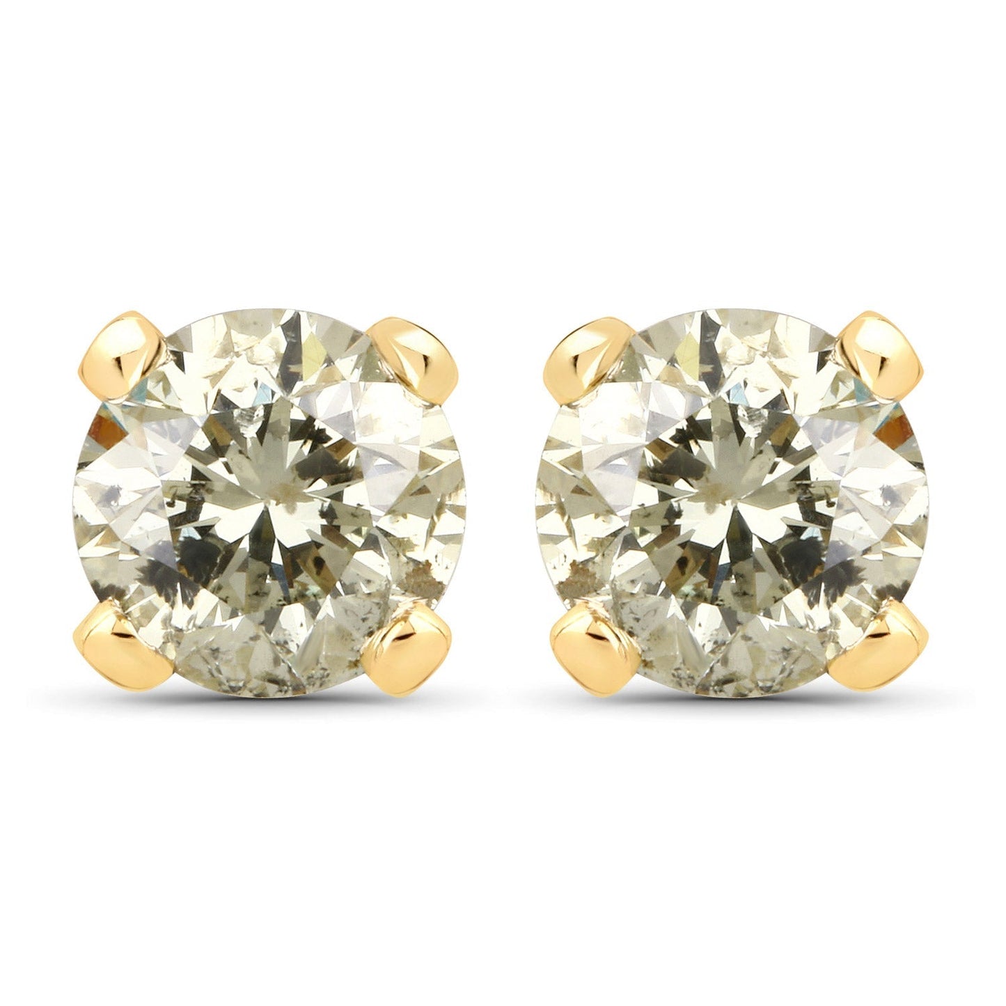 0.98 Carat Genuine LB Diamond 14K Yellow Gold Earrings Bids.com