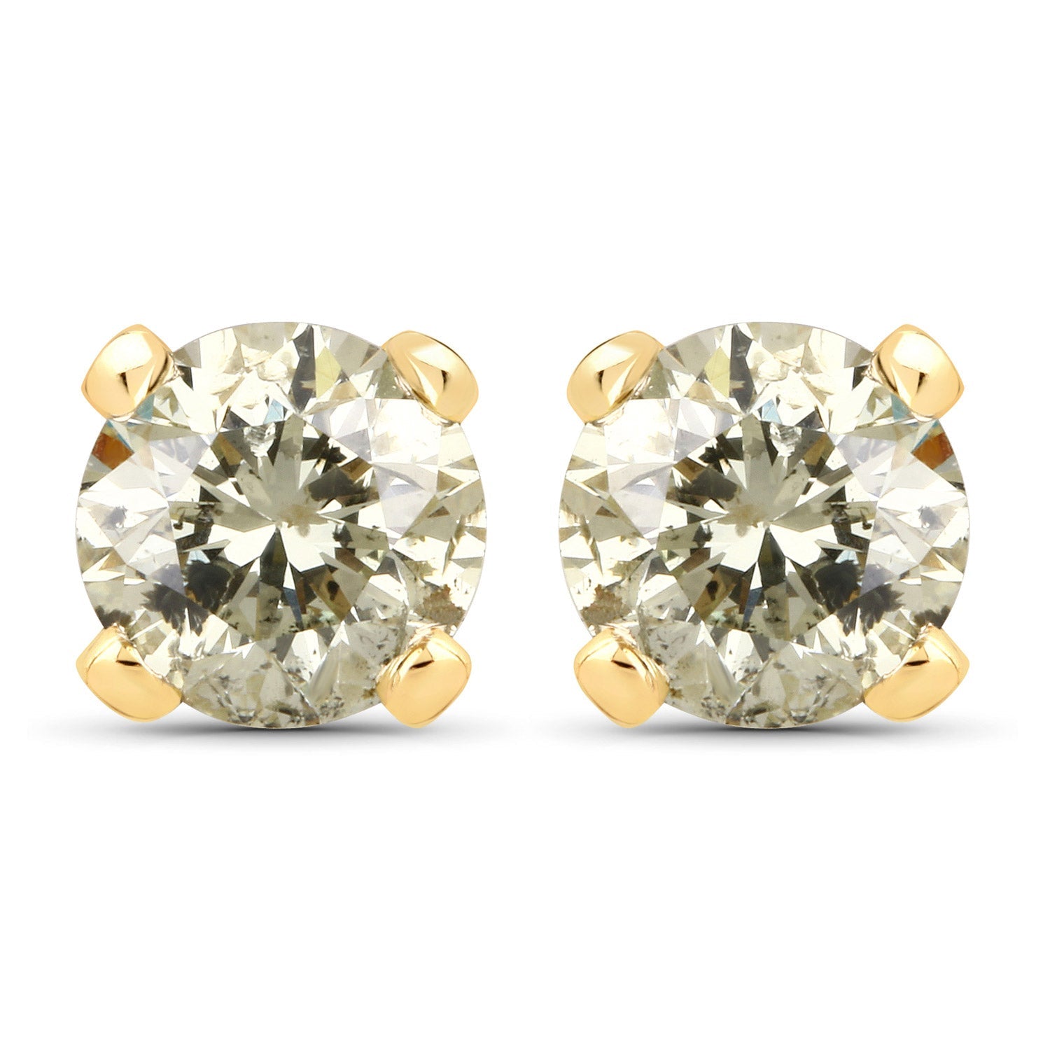 0.98 Carat Genuine LB Diamond 14K Yellow Gold Earrings Bids.com