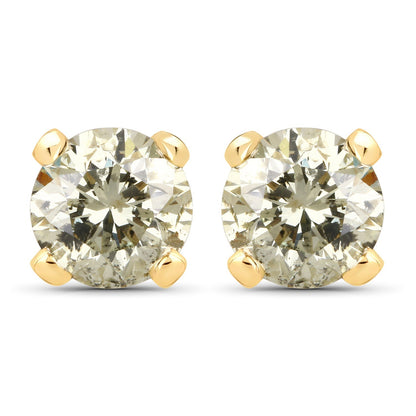 0.98 Carat Genuine LB Diamond 14K Yellow Gold Earrings Bids.com