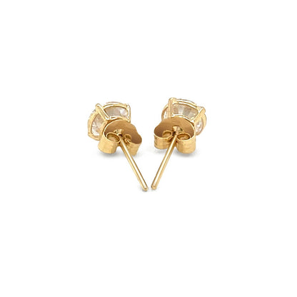14k Yellow Gold Stud Earrings with White Hue Faceted Cubic Zirconia Bids.com