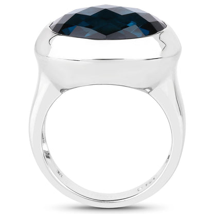 10.25 Carat Genuine London Blue Topaz .925 Sterling Silver Ring Bids.com
