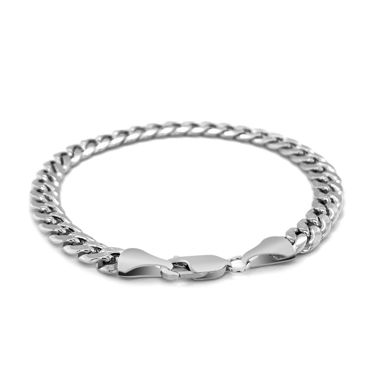 6.7mm 14k White Gold Miami Cuban Semi Solid Bracelet Bids.com
