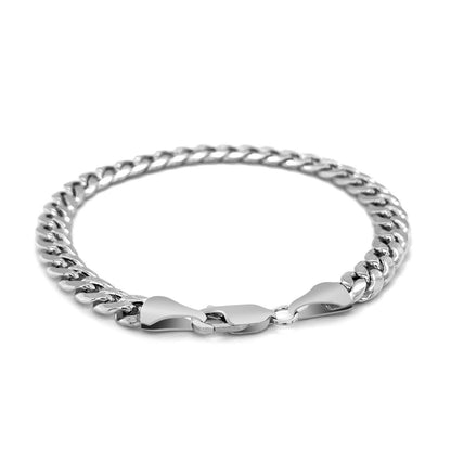 6.7mm 14k White Gold Miami Cuban Semi Solid Bracelet Bids.com