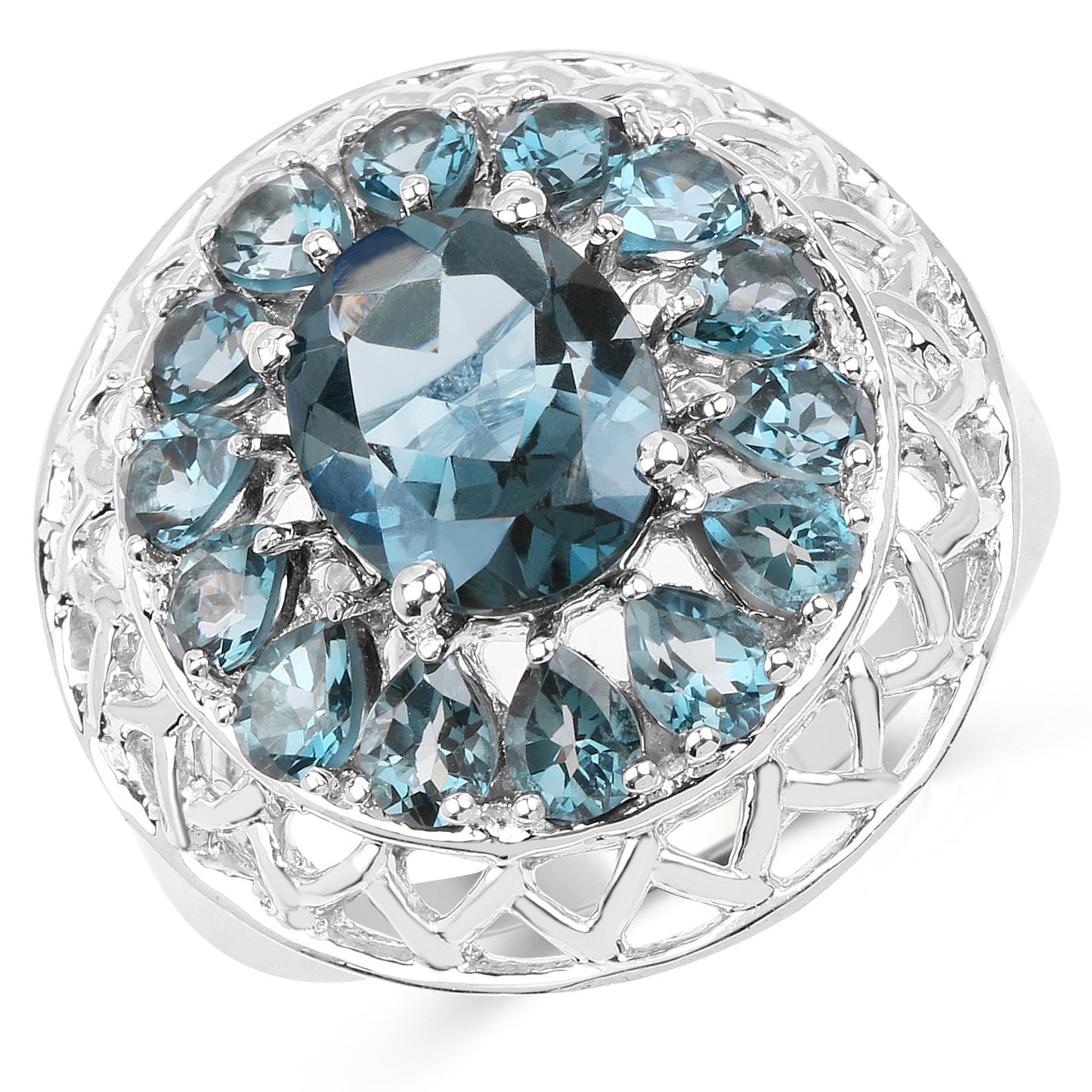 5.98 Carat Genuine London Blue Topaz .925 Sterling Silver Ring Bids.com