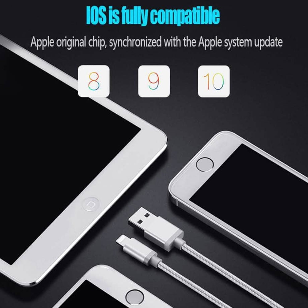 3-Pack: 10FT Heavy Duty Braided iPhone Lightning USB Cable DailySale