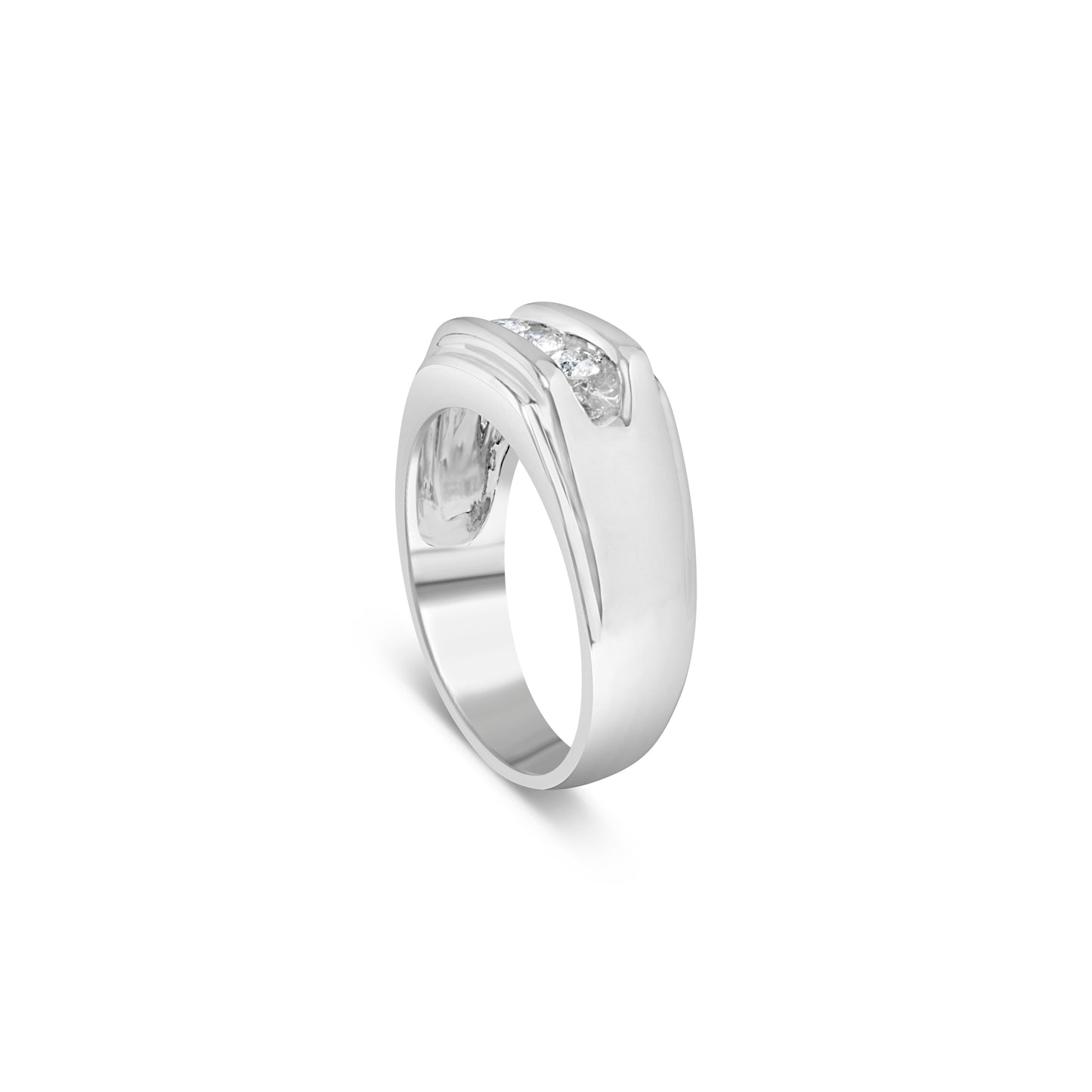 Men's .925 Sterling Silver 1/3 Cttw Diamond Channel Set 3 Stone Ring Band (I-J Color, I3 Clarity) - Ring Size 10 Bids.com