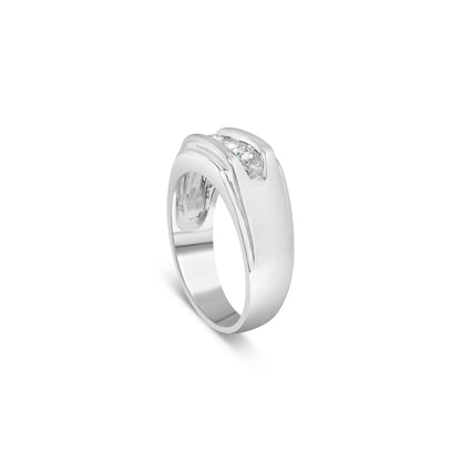 Men's .925 Sterling Silver 1/3 Cttw Diamond Channel Set 3 Stone Ring Band (I-J Color, I3 Clarity) - Ring Size 10 Bids.com