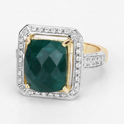 5.18 Carat Dyed Emerald and White Topaz .925 Sterling Silver Ring Bids.com