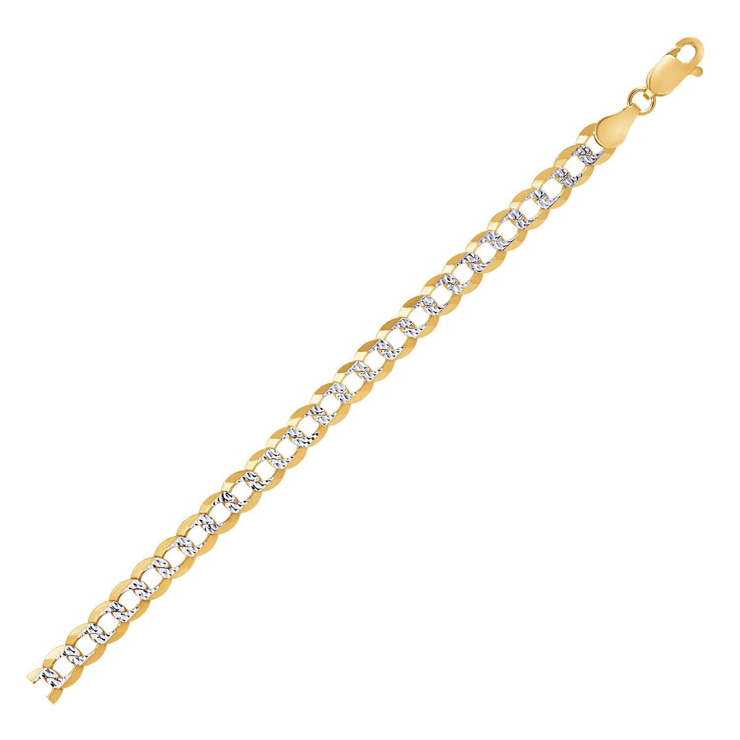5.7mm 14k Two Tone Gold Pave Curb Chain Bids.com