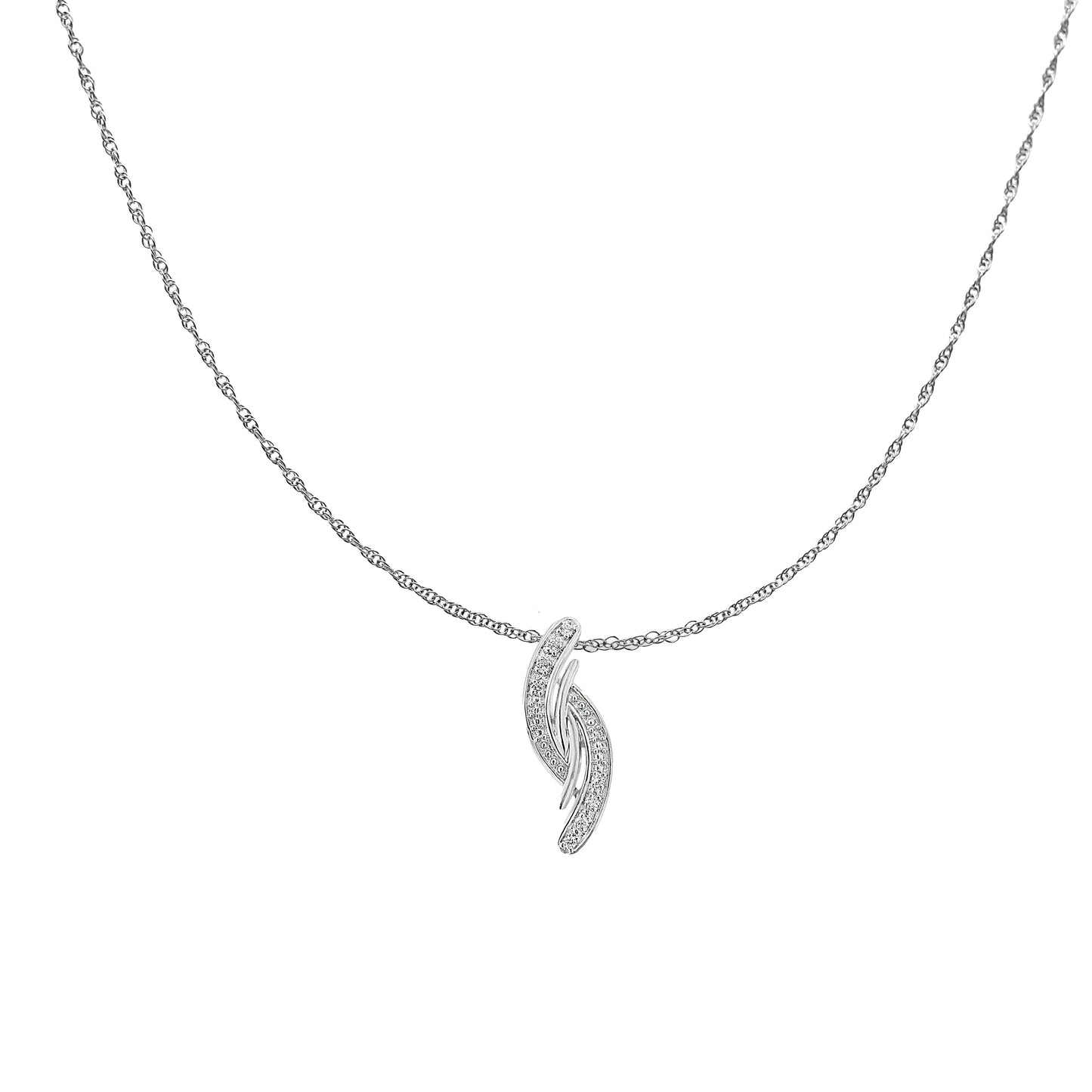 .925 Sterling Silver Diamond Accent Bypass Curve 18" Pendant Necklace (I-J Color, I3 Clarity) Bids.com