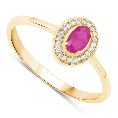 0.33 Carat Genuine Ruby and White Diamond 14K Yellow Gold Ring Bids.com