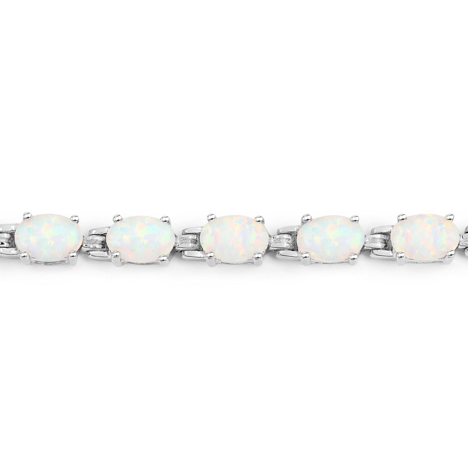 3.50 Carat Genuine Created Opal .925 Sterling Silver Bracelet Bids.com