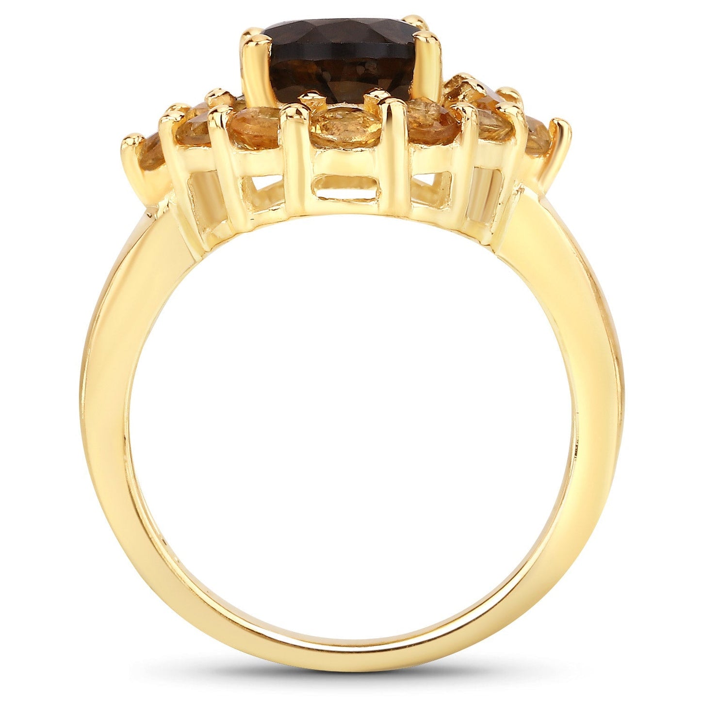 4.00 Carat Genuine Smoky Quartz and Citrine .925 Sterling Silver Ring Bids.com