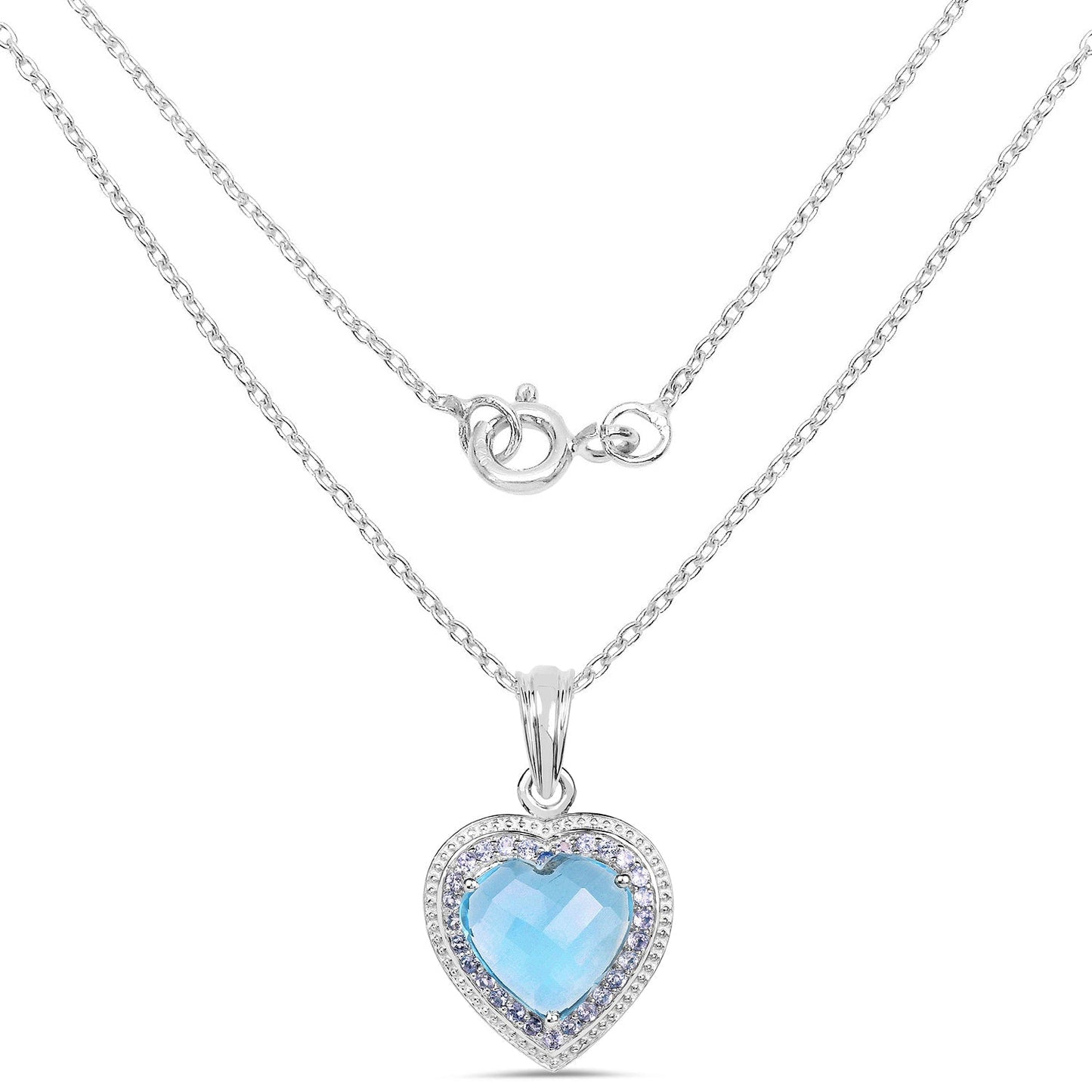 7.36 Carat Genuine Blue Topaz and Tanzanite .925 Sterling Silver Pendant Bids.com
