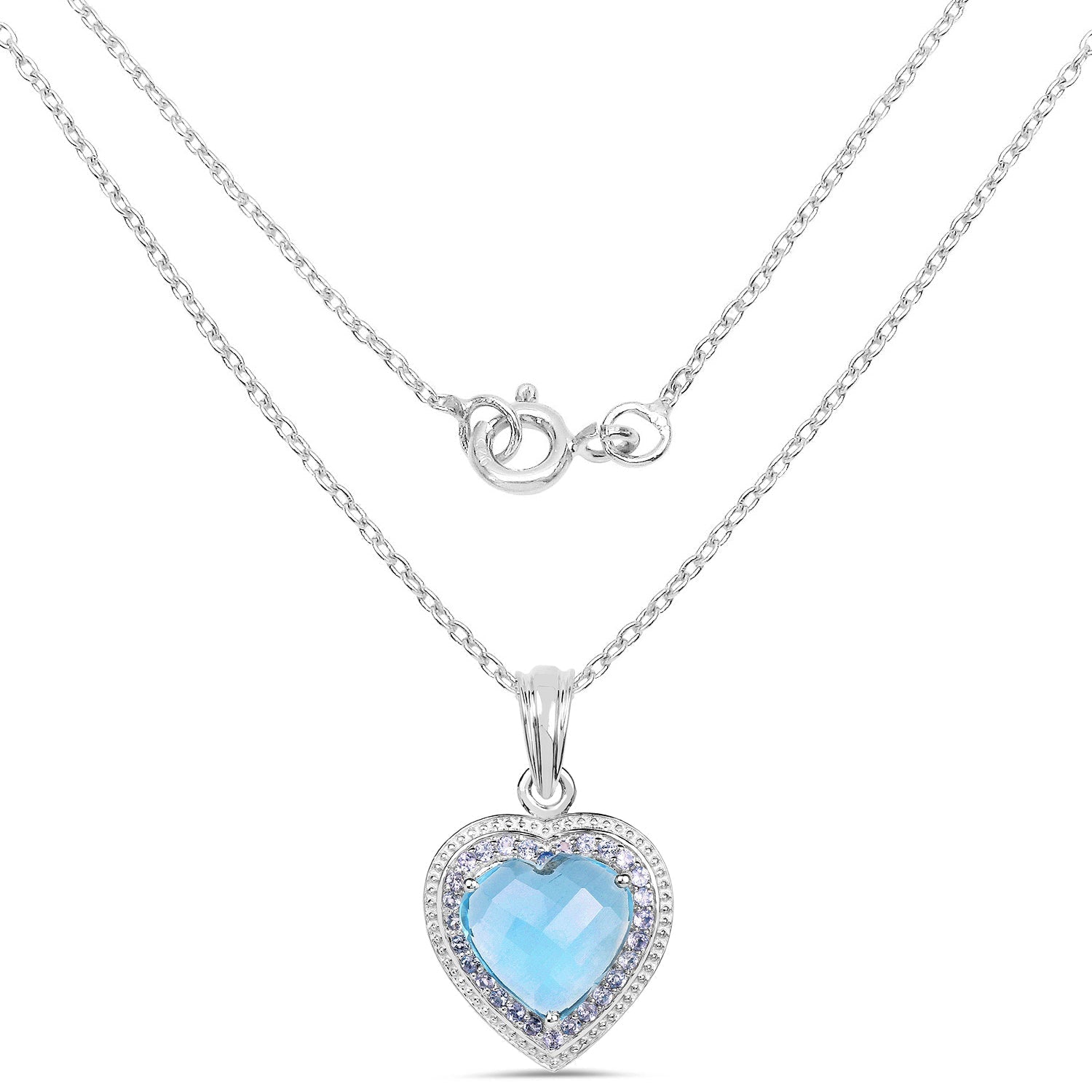 7.36 Carat Genuine Blue Topaz and Tanzanite .925 Sterling Silver Pendant Bids.com