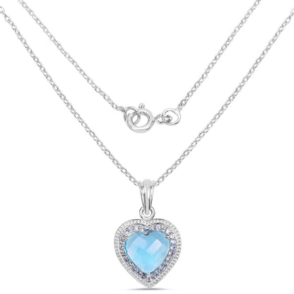 7.36 Carat Genuine Blue Topaz and Tanzanite .925 Sterling Silver Pendant Bids.com