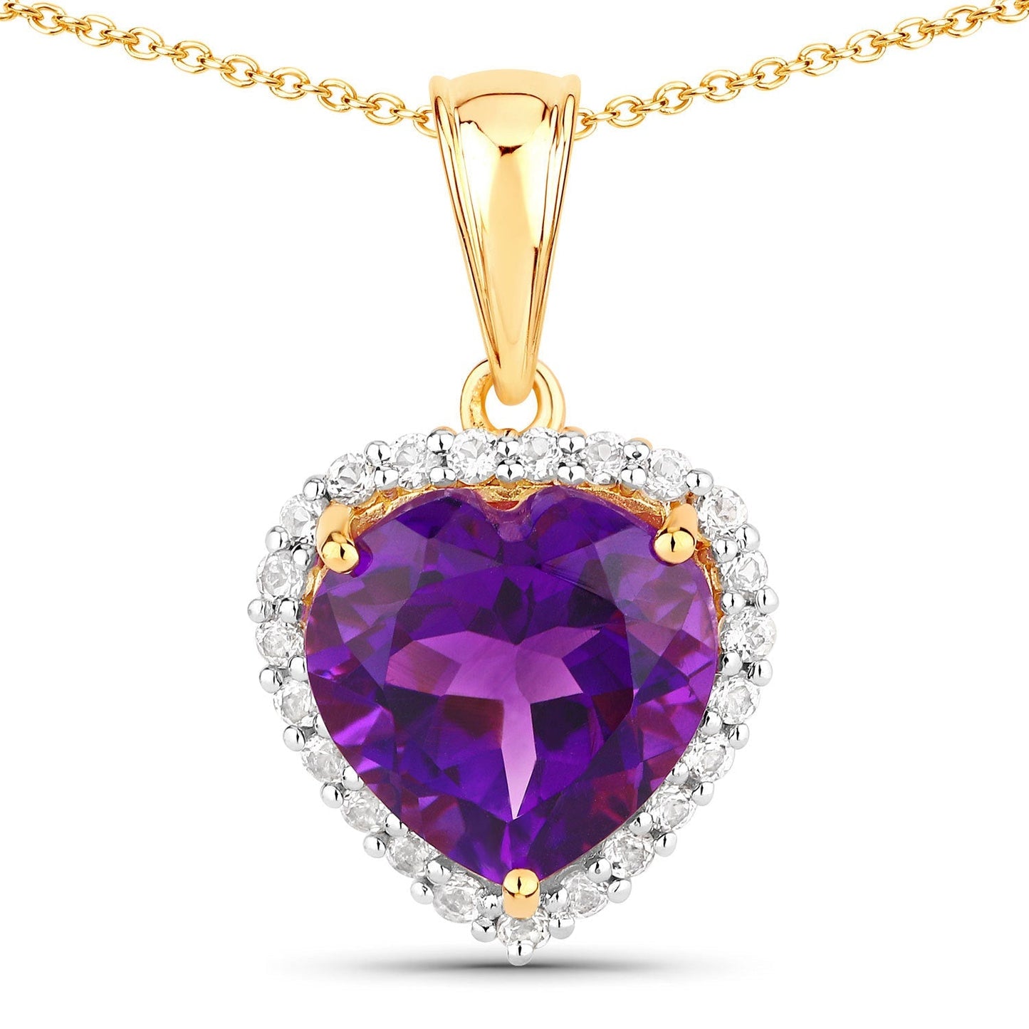 4.76 Carat Genuine Amethyst and White Topaz .925 Sterling Silver Pendant Bids.com