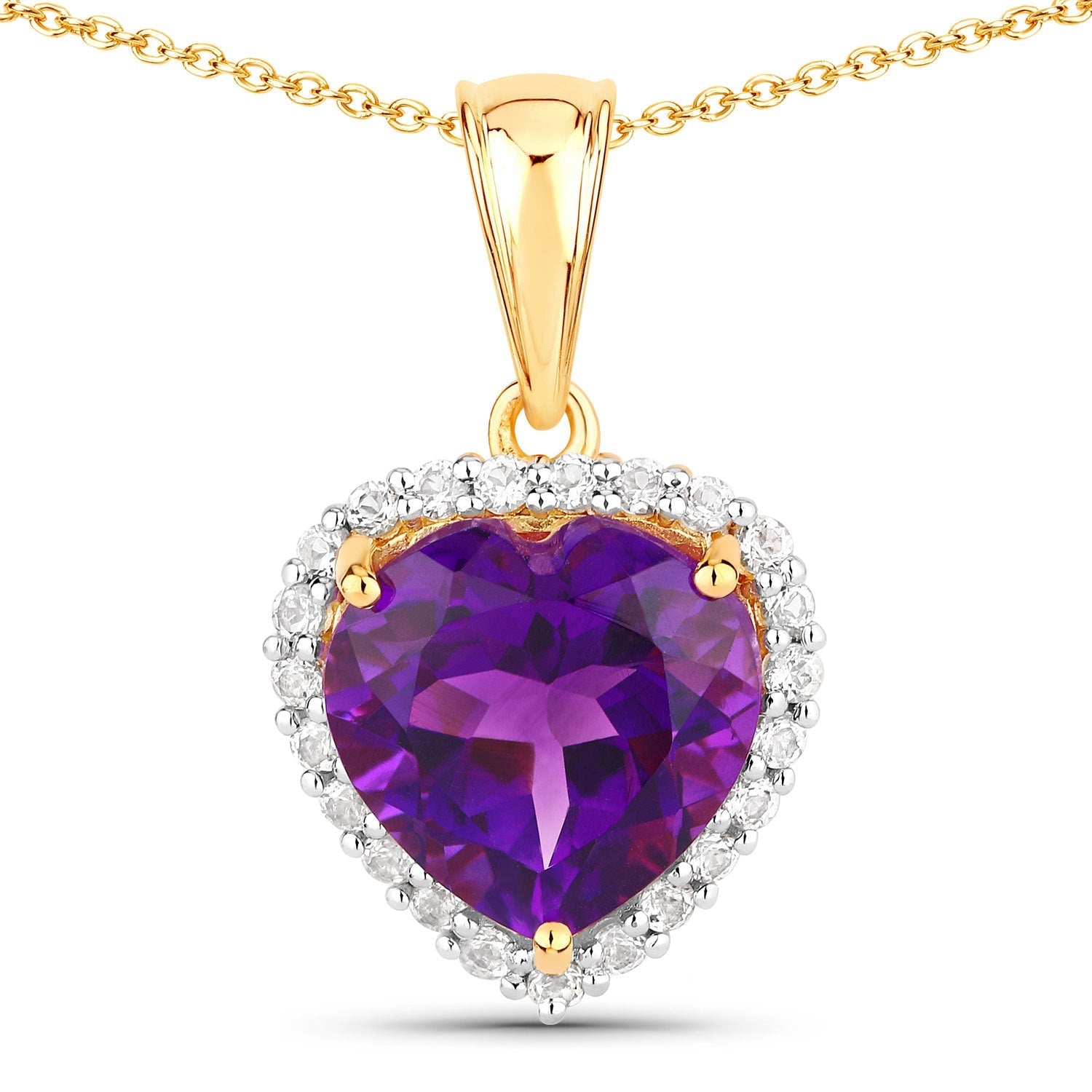 4.76 Carat Genuine Amethyst and White Topaz .925 Sterling Silver Pendant Bids.com