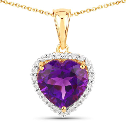 4.76 Carat Genuine Amethyst and White Topaz .925 Sterling Silver Pendant Bids.com