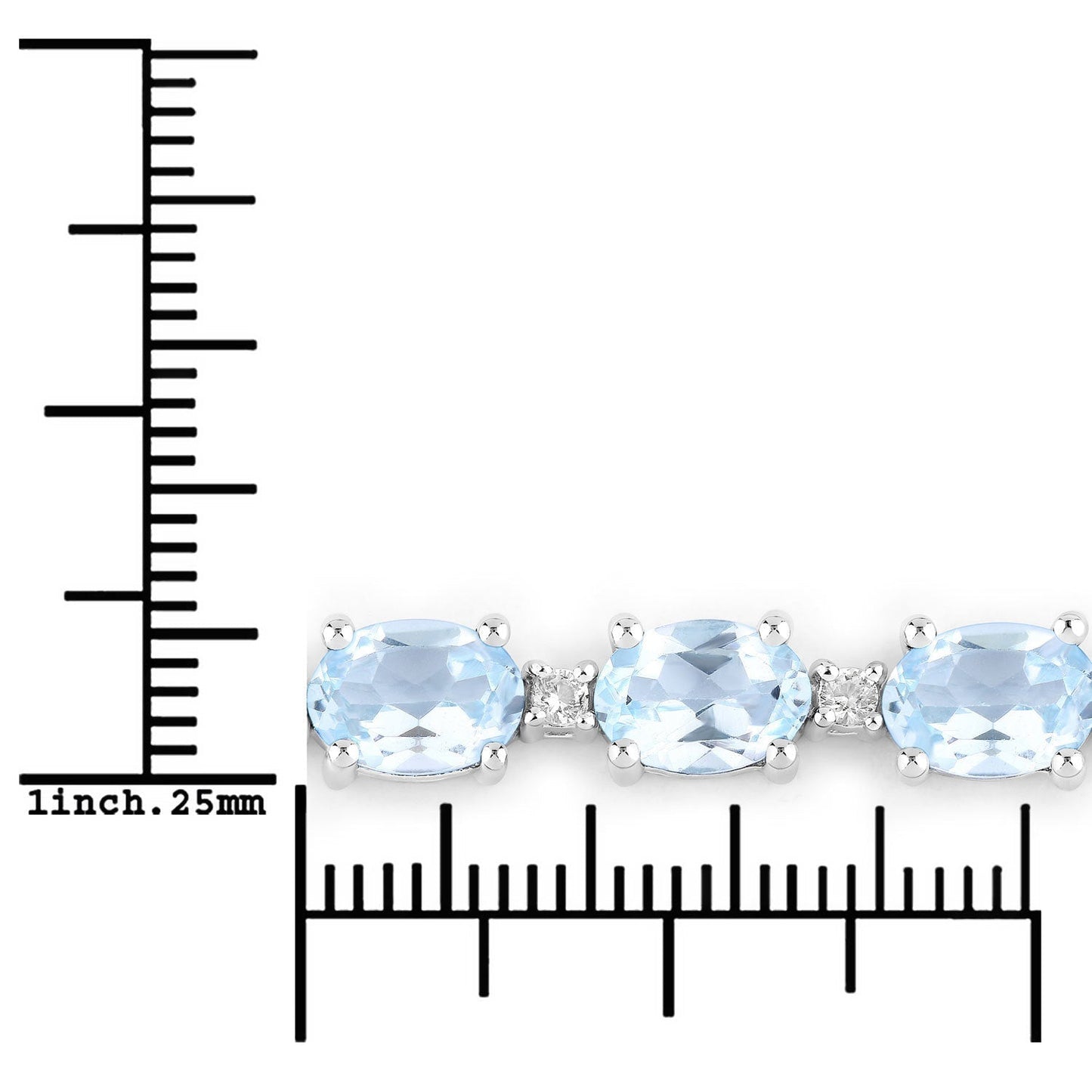 12.83 Carat Genuine Blue Topaz and White Topaz .925 Sterling Silver Bracelet Bids.com