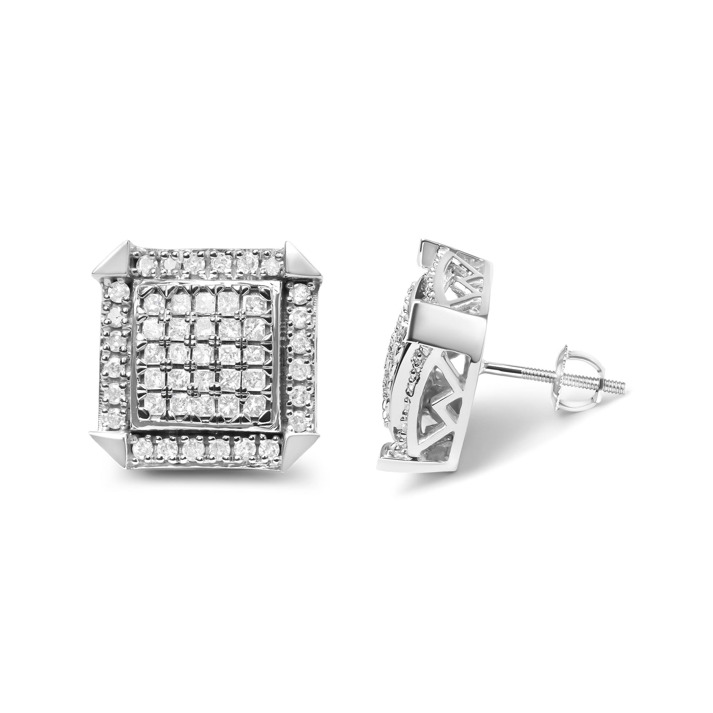 10K White Gold 1.0 Cttw Diamond  Composite with Halo Stud Earrings (H-I Color, I1-I2 Clarity) Bids.com