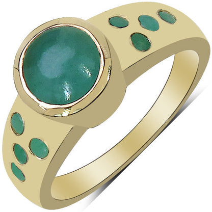 14K Yellow Gold Plated 1.55 Carat Genuine Emerald & White Diamond .925 Sterling Silver Ring Bids.com