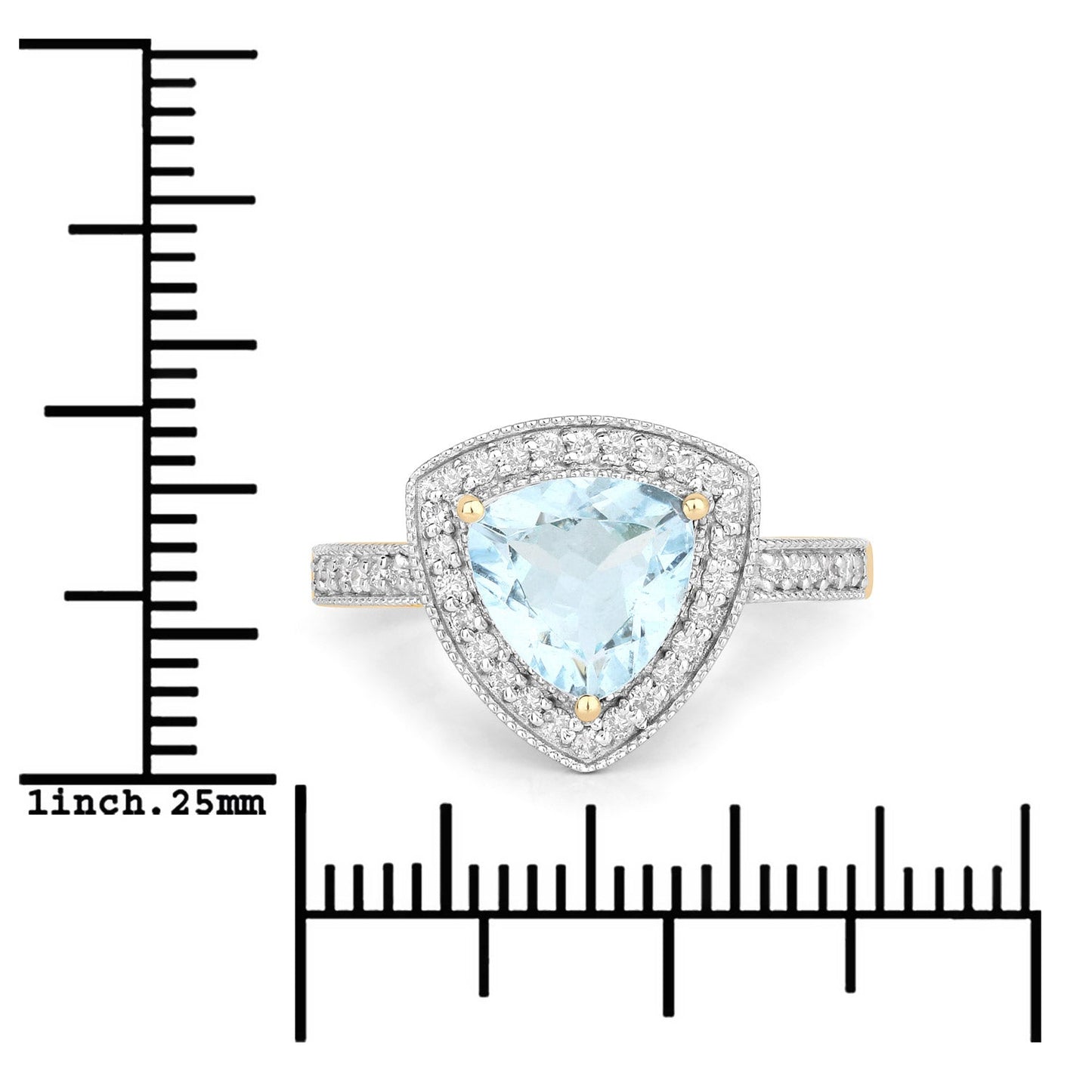 1.58 Carat Genuine Aquamarine and White Diamond 14K Yellow Gold Ring Bids.com