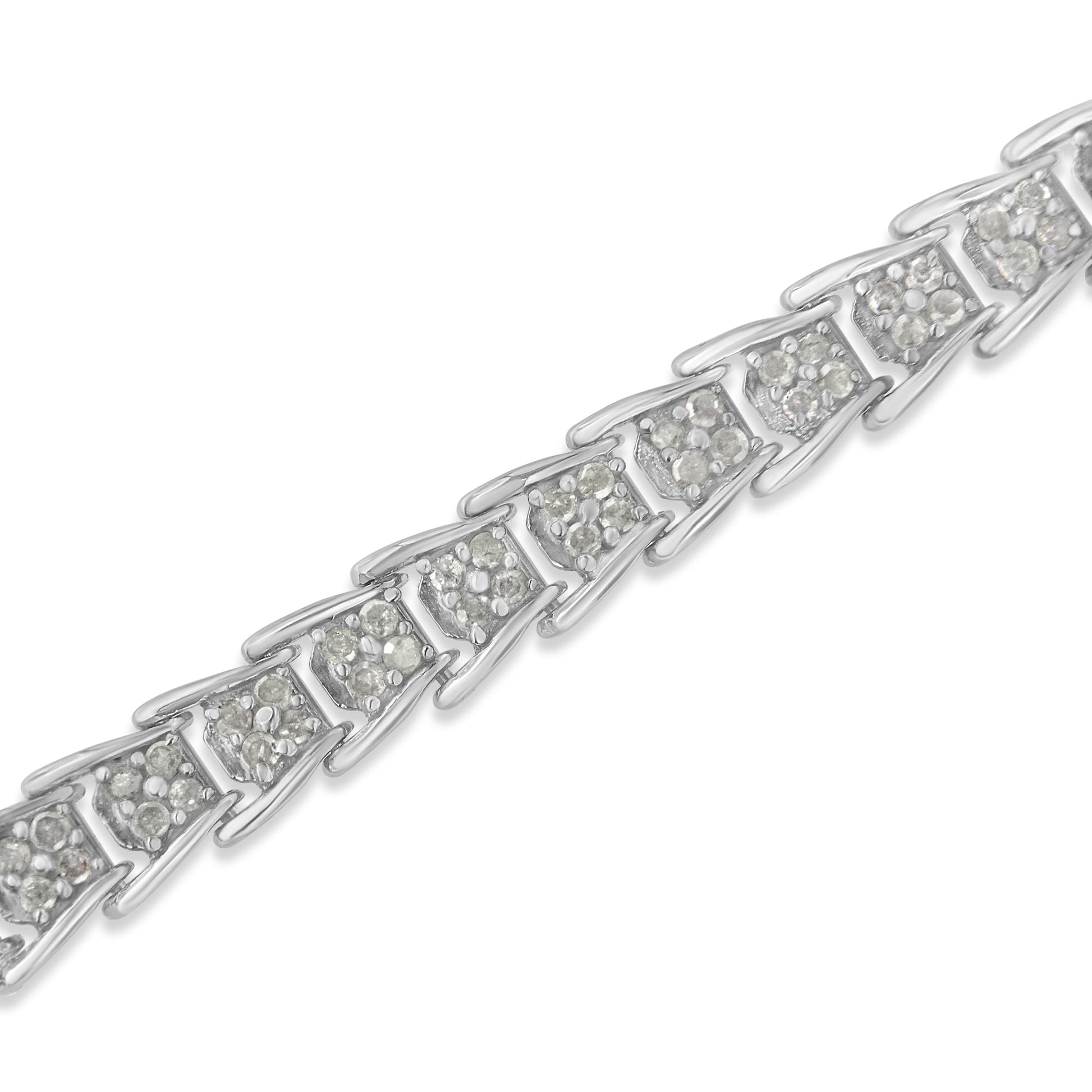 10k White Gold 2 cttw Diamond Fan-Shaped Link Tennis Bracelet (I-J Clarity, I3 Color) - Size 7.25" Bids.com