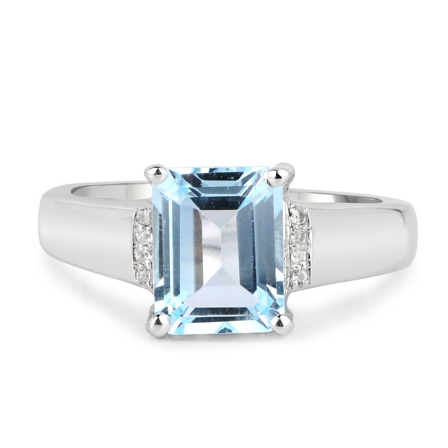 2.64 Carat Genuine Blue Topaz and White Topaz .925 Sterling Silver Ring Bids.com