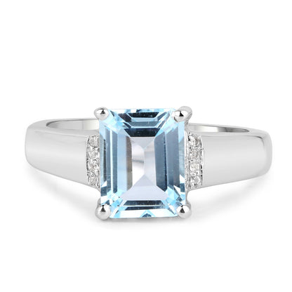 2.64 Carat Genuine Blue Topaz and White Topaz .925 Sterling Silver Ring Bids.com
