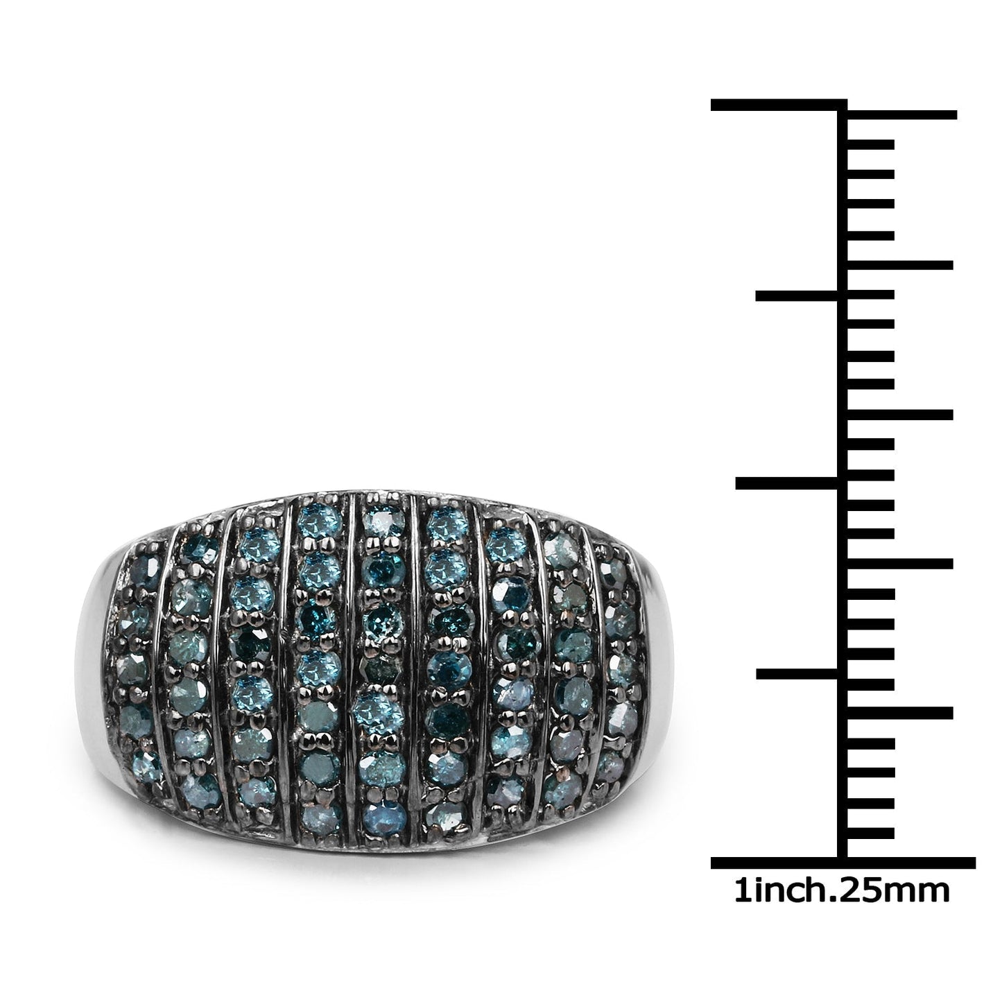 0.83 Carat Genuine Blue Diamond and White Diamond .925 Sterling Silver Ring Bids.com