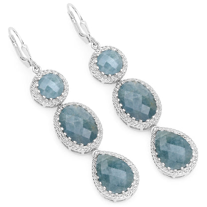 21.32 Carat Genuine Milky Aquamarine .925 Sterling Silver Earrings Bids.com