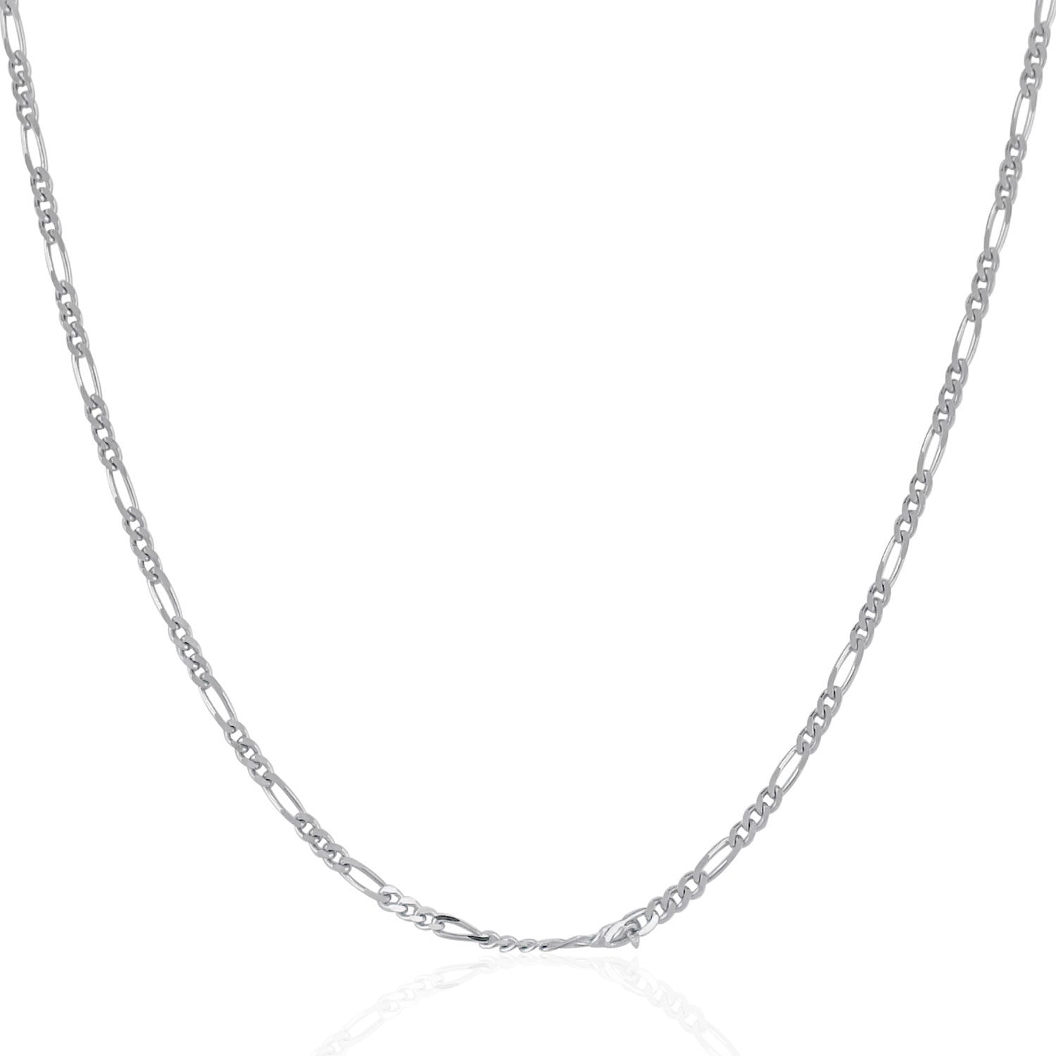 14k White Gold Solid Figaro Chain 1.9mm Bids.com
