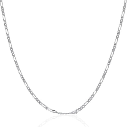 14k White Gold Solid Figaro Chain 1.9mm Bids.com