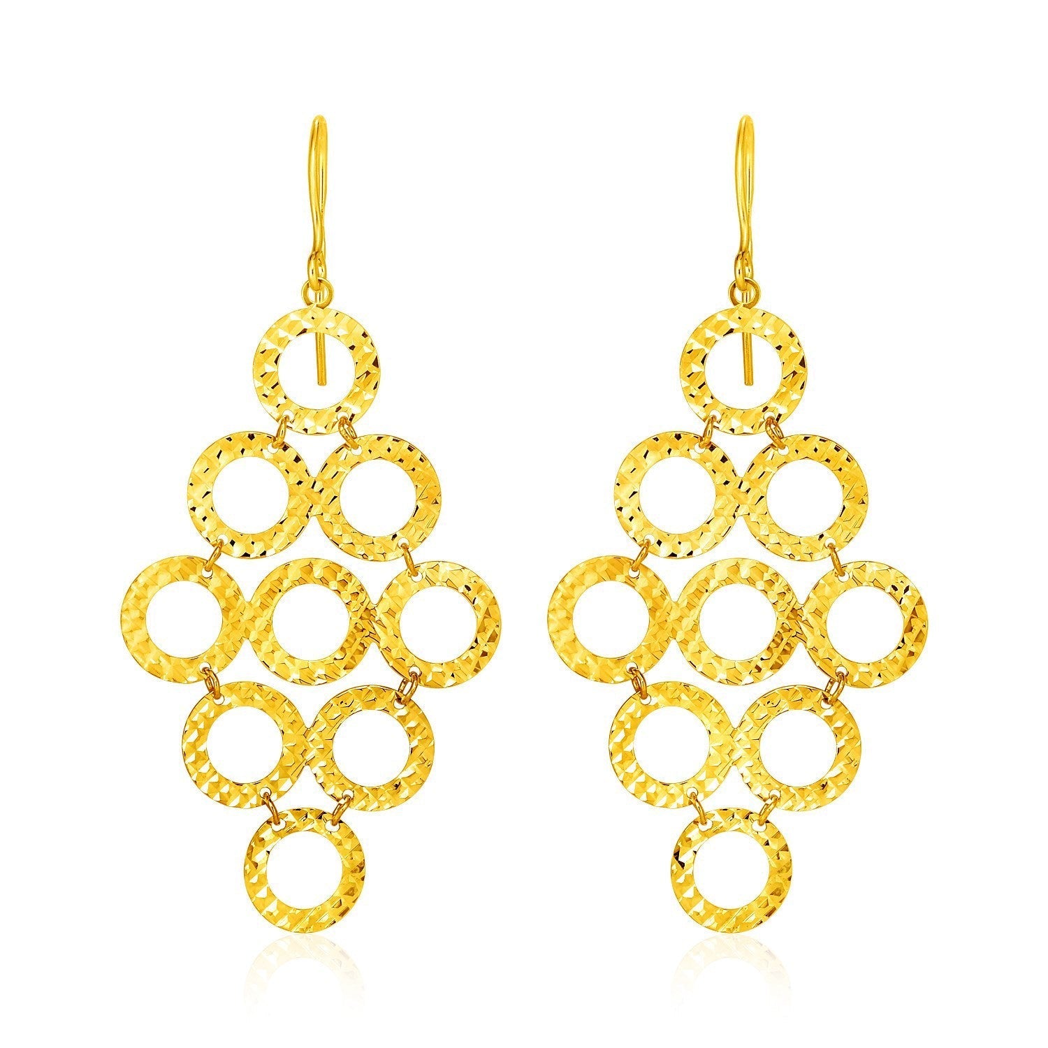 14k Yellow Gold Earrings with Textured Open Circle Motifs Bids.com