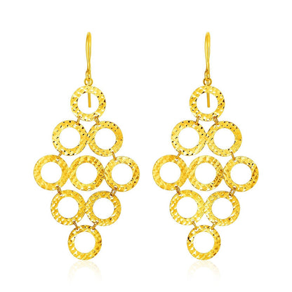14k Yellow Gold Earrings with Textured Open Circle Motifs Bids.com